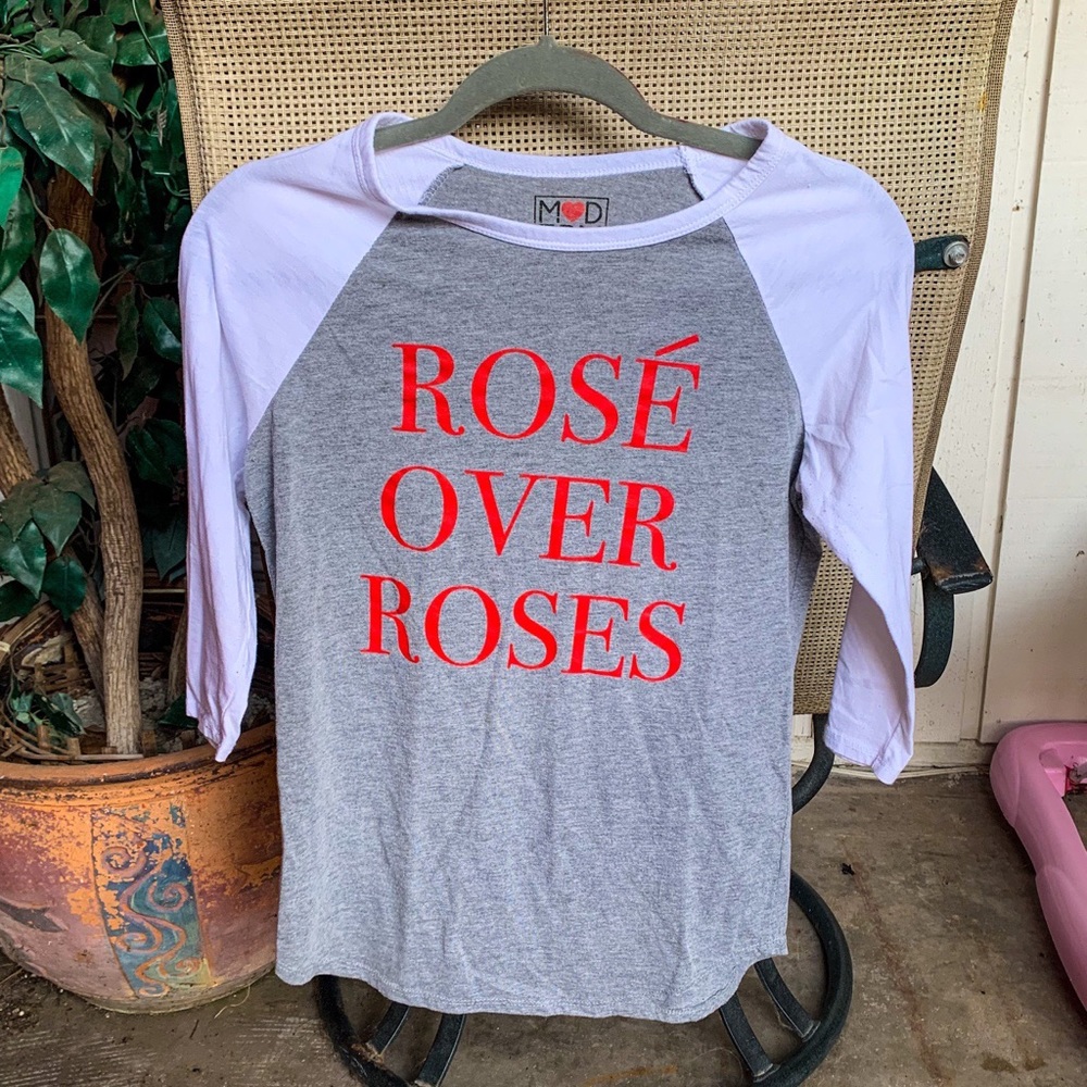 Rosé over Roses 3/4 Sleeve Henley Tee